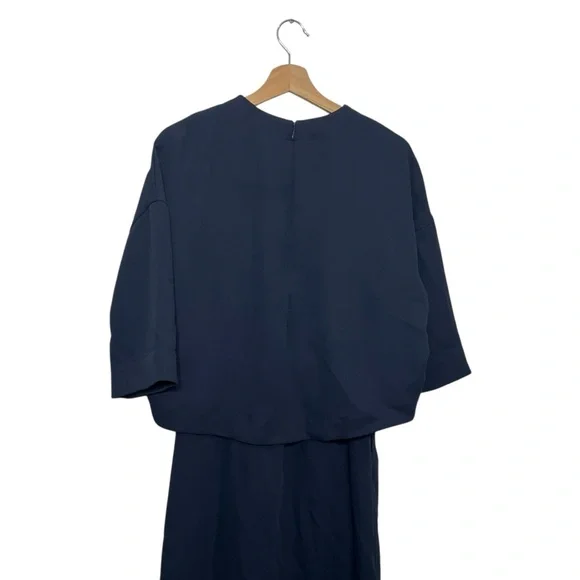 COS Navy Layered Midi Dress Size 4 Minimalist Modern Workwear - Picture 6 of 11